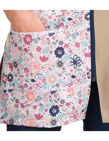VESTITO STAMPA FIORI BEIGE. Giacca, grembiules da scolastiche