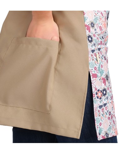 VESTITO STAMPA FIORI BEIGE. Giacca, grembiules da scolastiche