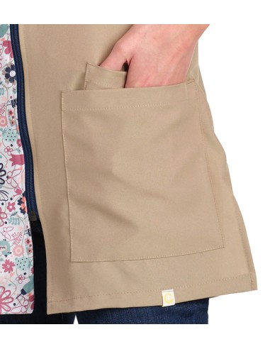 PICHI ESTAMPADO BEIGE FLORES. Batas y pichis para maestra