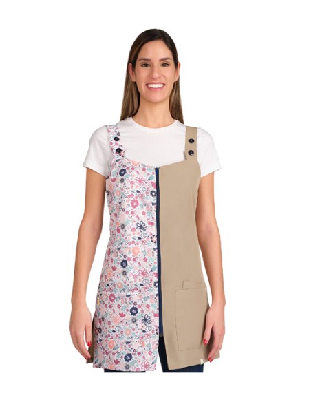 VESTITO STAMPA FIORI BEIGE. Giacca, grembiules da scolastiche