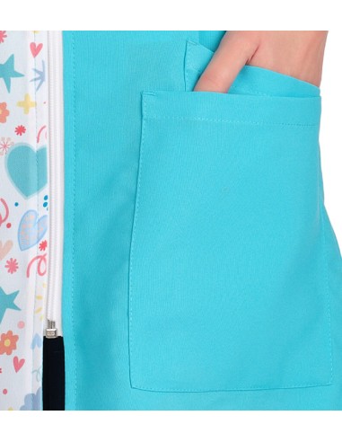 VESTITO STAMPA TURCHESE. Giacca, grembiules da scolastiche