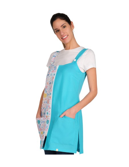 VESTITO STAMPA TURCHESE. Giacca, grembiules da scolastiche