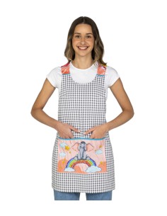 ESTOLA ARCOIRIS ELEFANTE EN TEJIDO VICHY GRIS. Estampados divertidos.