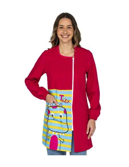 CAMICE MAESTRA T-REX IN COLORE FUXIA.