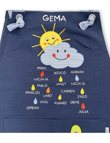 GREMBIULE SOLE E NUVOLA RICAMO